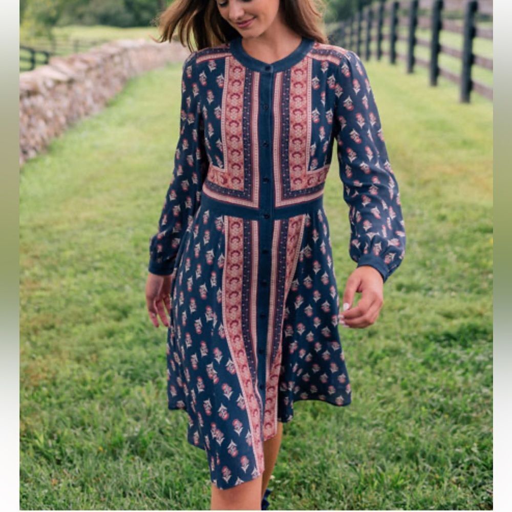 Gal Meets Glam like new Woodblock boho midi dress size 10